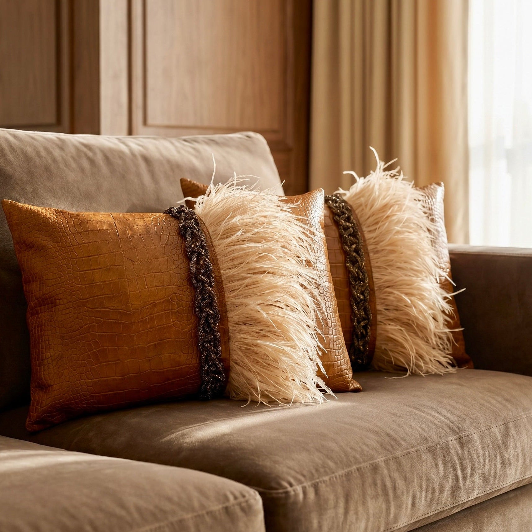 The Sanderé Handmade Plume Decorative Pillow