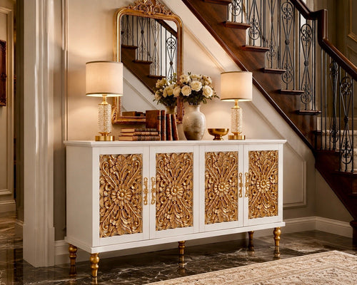 The Sanderé Aurelia Cabinet | Hand-Finished Ornate Floral Accent Cabinet