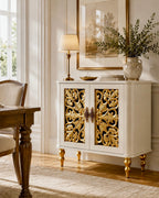 The Sanderé Floral Statement Cabinet | Hand-Finished Carved Accent Cabinet