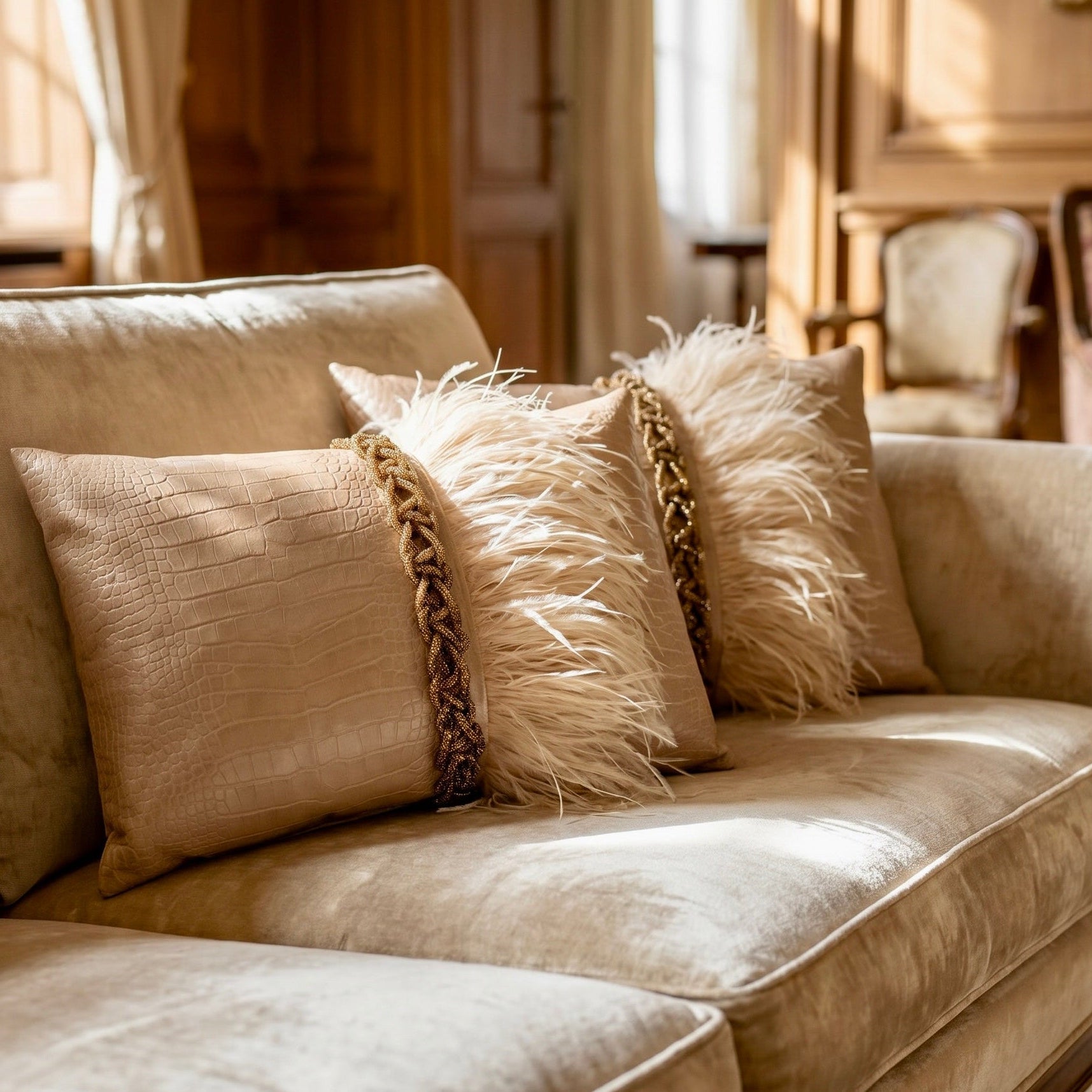 The Sanderé Handmade Plume Decorative Pillow