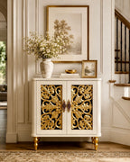 The Sanderé Floral Statement Cabinet | Hand-Finished Carved Accent Cabinet