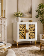 The Sanderé Floral Statement Cabinet | Hand-Finished Carved Accent Cabinet