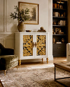 The Sanderé Floral Statement Cabinet | Hand-Finished Carved Accent Cabinet