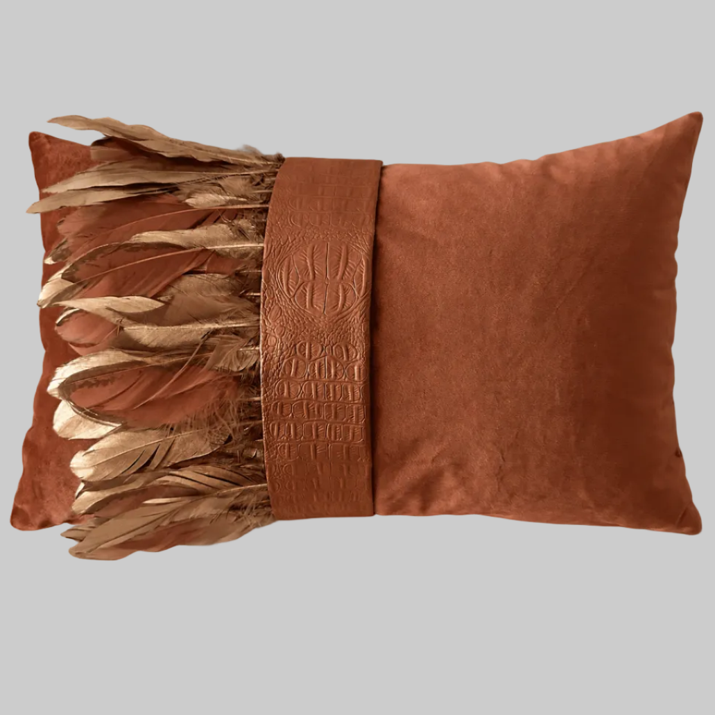 The Sanderé Handmade Embellished Croc Plume Decorative Pillow