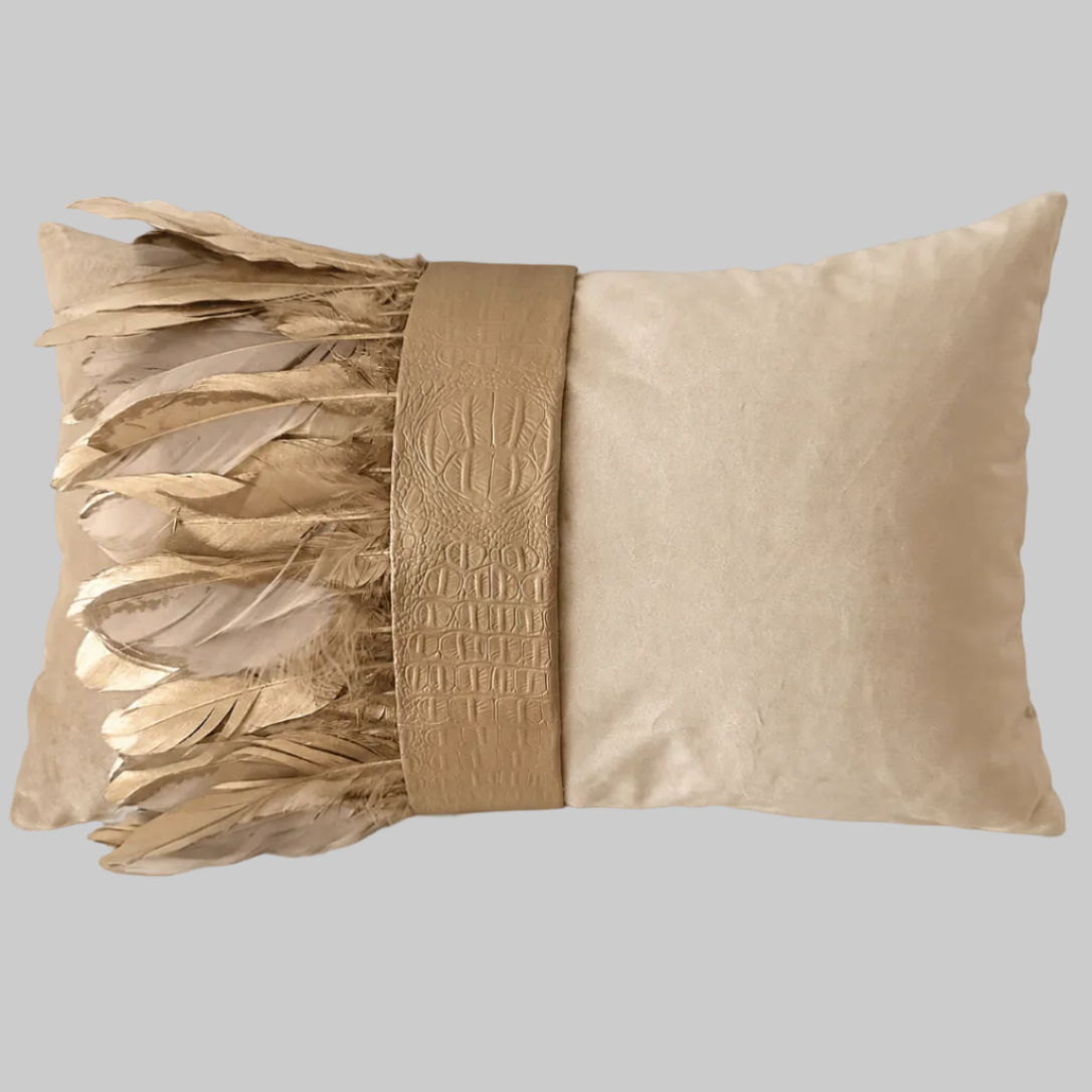The Sanderé Handmade Embellished Croc Plume Decorative Pillow