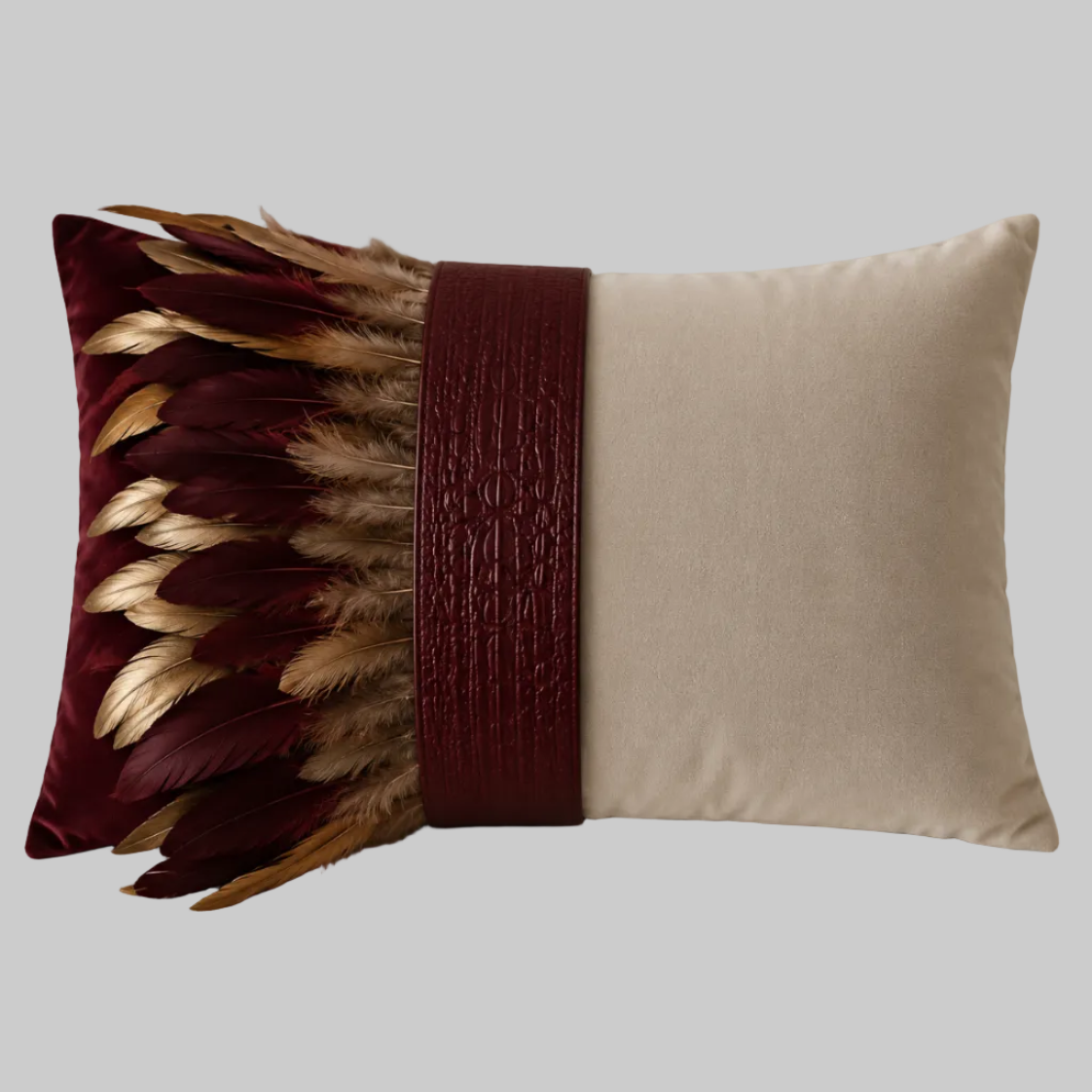 The Sanderé Handmade Embellished Croc Plume Decorative Pillow