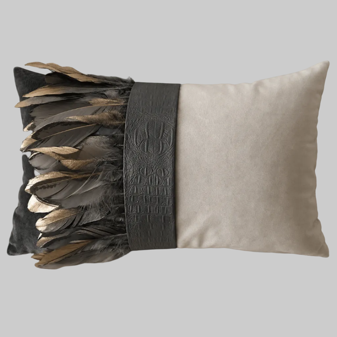 The Sanderé Handmade Embellished Croc Plume Decorative Pillow