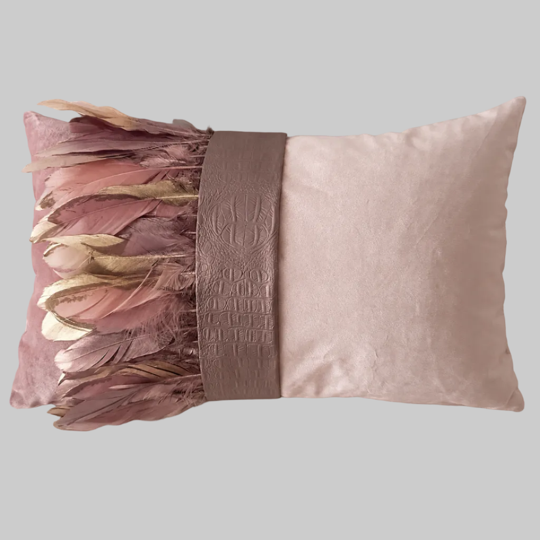 The Sanderé Handmade Embellished Croc Plume Decorative Pillow