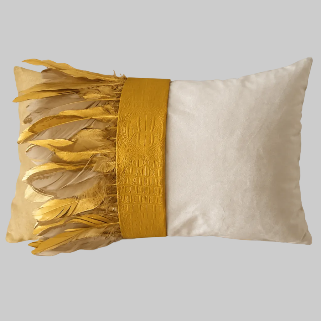 The Sanderé Handmade Embellished Croc Plume Decorative Pillow