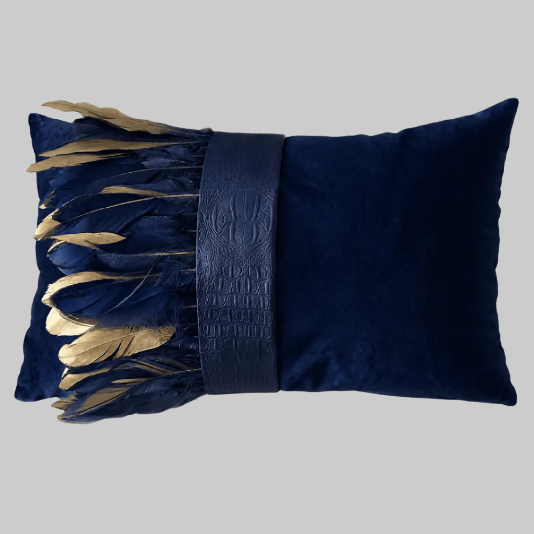 The Sanderé Handmade Embellished Croc Plume Decorative Pillow