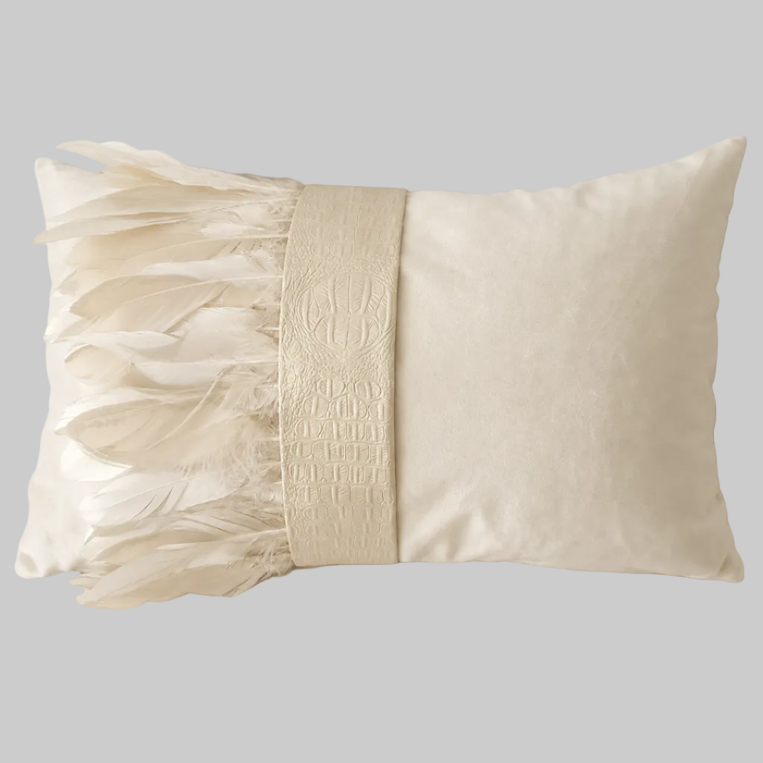 The Sanderé Handmade Embellished Croc Plume Decorative Pillow