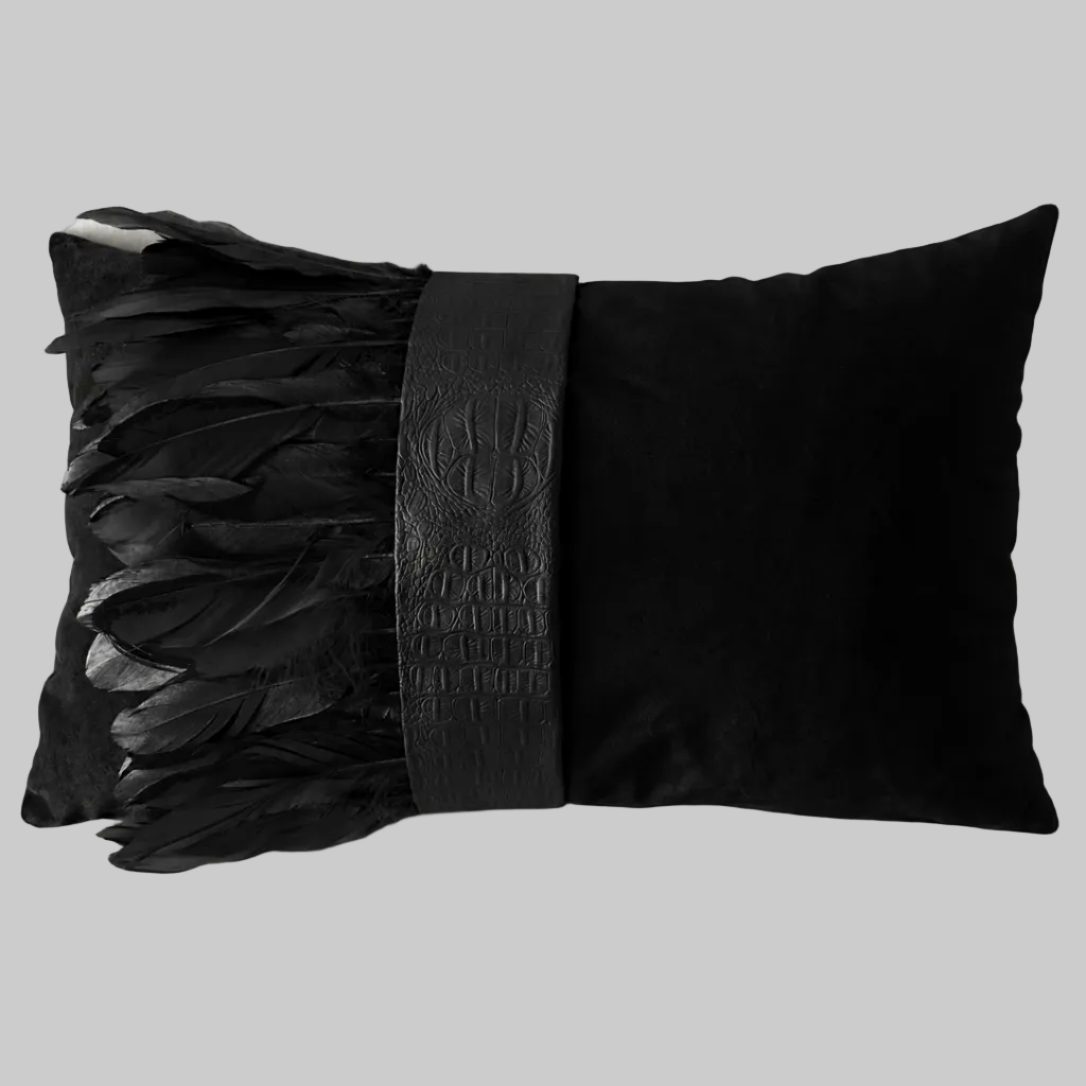 The Sanderé Handmade Embellished Croc Plume Decorative Pillow