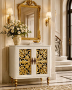 The Sanderé Floral Statement Cabinet | Hand-Finished Carved Accent Cabinet