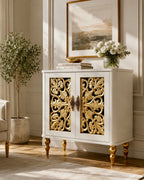 The Sanderé Floral Statement Cabinet | Hand-Finished Carved Accent Cabinet