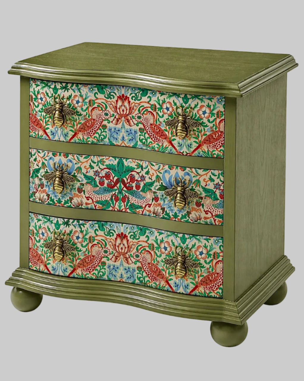 The Sanderé Bloomwing Nightstand | Hand-Finished Three-Drawer Bedside Table