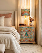 The Sanderé Garden Finch Nightstand | Hand-Finished Three-Drawer Bedside Table