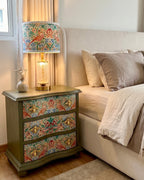 The Sanderé Garden Finch Nightstand | Hand-Finished Three-Drawer Bedside Table