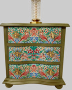The Sanderé Garden Finch Nightstand | Hand-Finished Three-Drawer Bedside Table