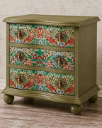 The Sanderé Garden Finch Nightstand | Hand-Finished Three-Drawer Bedside Table