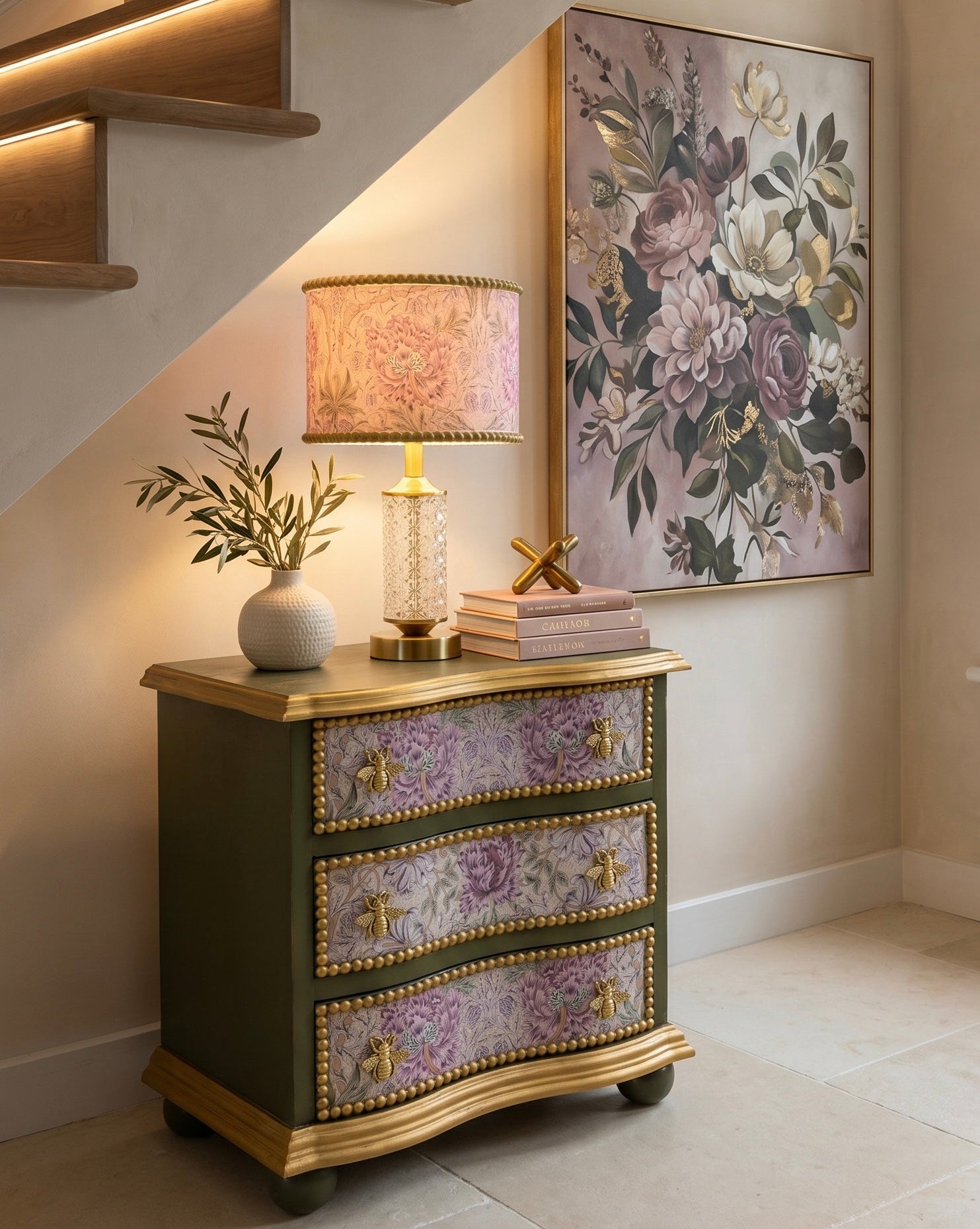The Sanderé Honeywing Nightstand | Hand-Finished Three-Drawer Bedside Table