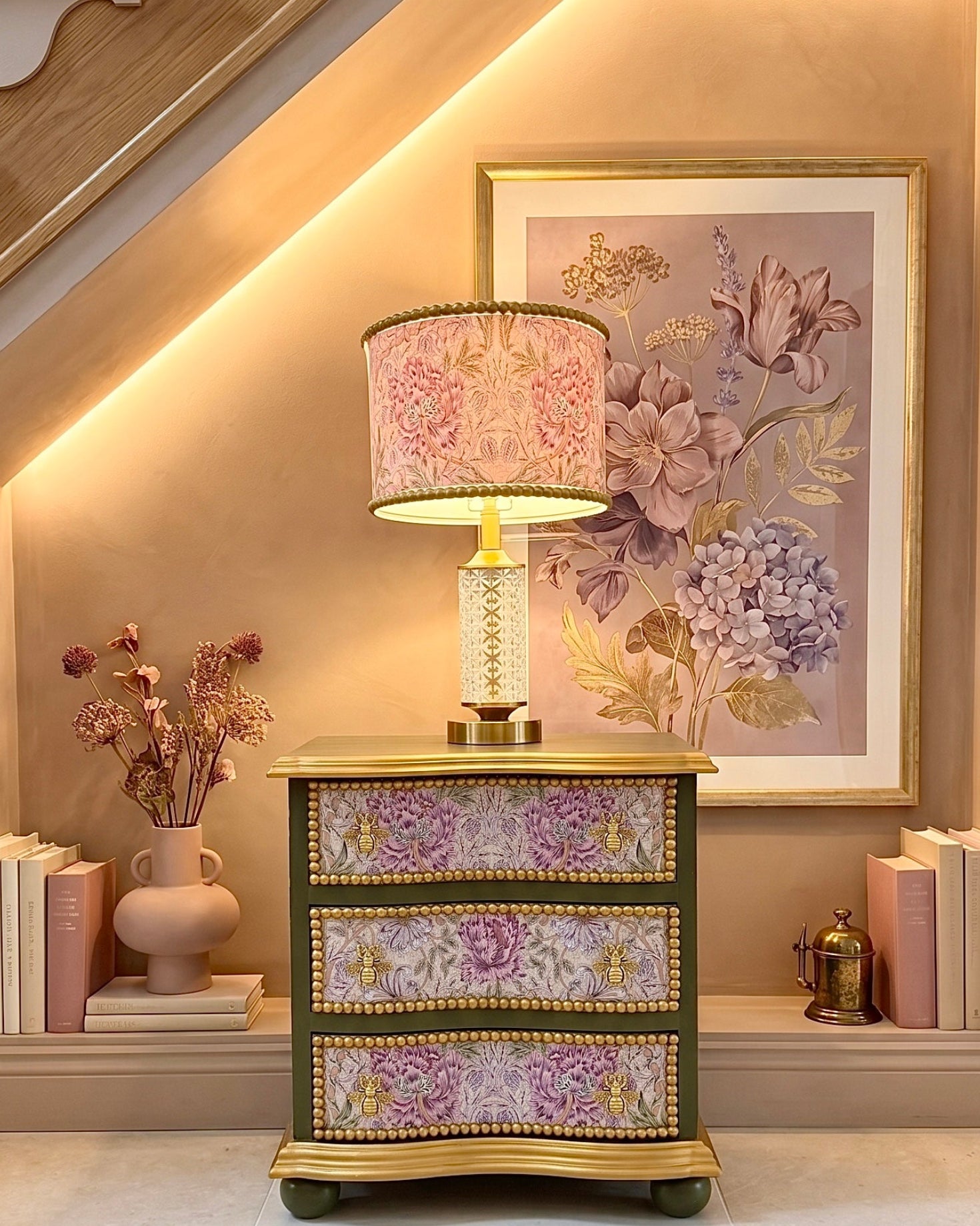 The Sanderé Honeywing Nightstand | Hand-Finished Three-Drawer Bedside Table