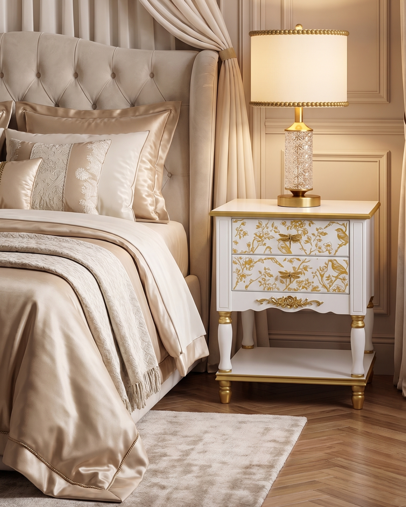 The Sanderé Gilded Aviary Nightstand | Hand-Finished Custom Bedside Table