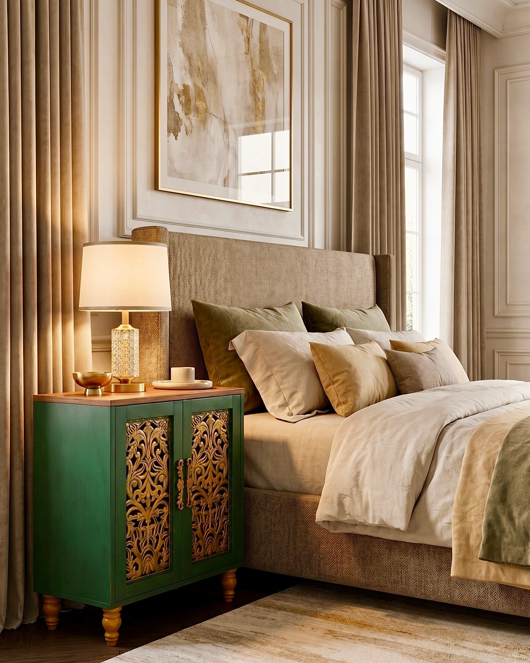 The Sanderé Noir Arc Cabinet | Hand-Finished Carved Accent Cabinet