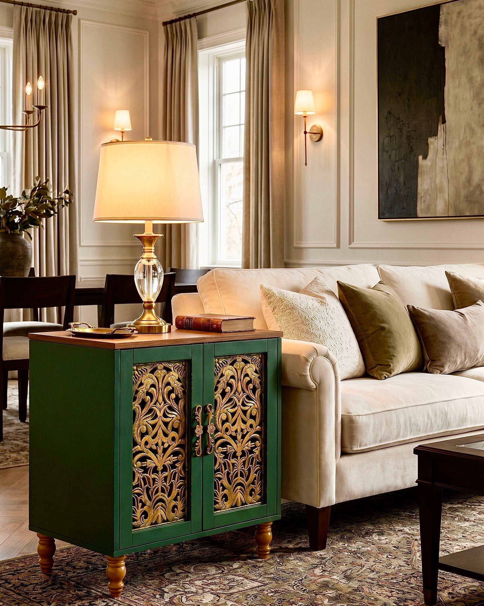 The Sanderé Elara Cabinet | Hand-Finished Carved Accent Cabinet