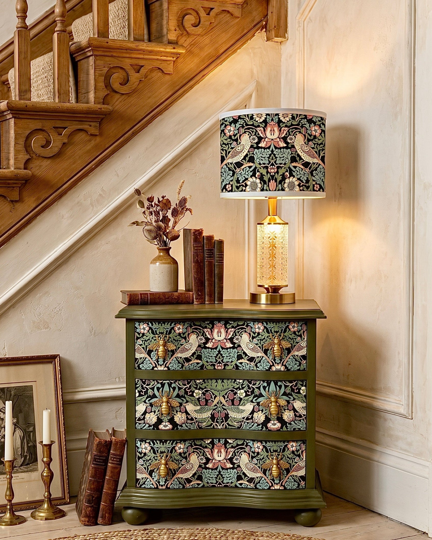 The Sanderé Gardenlark Nightstand | Hand-Finished Three-Drawer Bedside Table