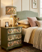 The Sanderé Botanical Bird Nightstand | Hand-Finished Three-Drawer Bedside Table
