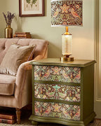 The Sanderé Botanical Bird Nightstand | Hand-Finished Three-Drawer Bedside Table