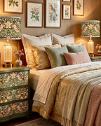 The Sanderé Botanical Bird Nightstand | Hand-Finished Three-Drawer Bedside Table