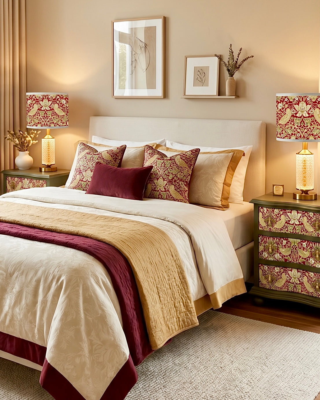 The Sanderé Roselle Nightstand | Hand-Finished Three-Drawer Bedside Table
