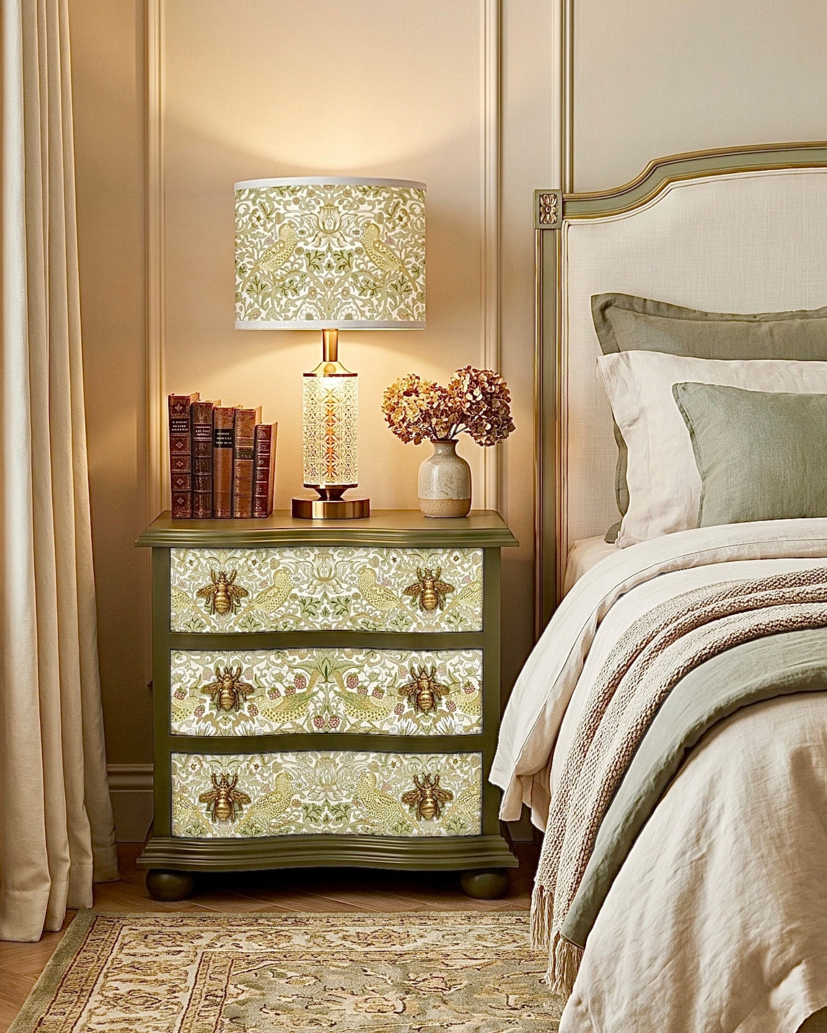 The Sanderé Edenlark Nightstand | Hand-Finished Three-Drawer Bedside Table