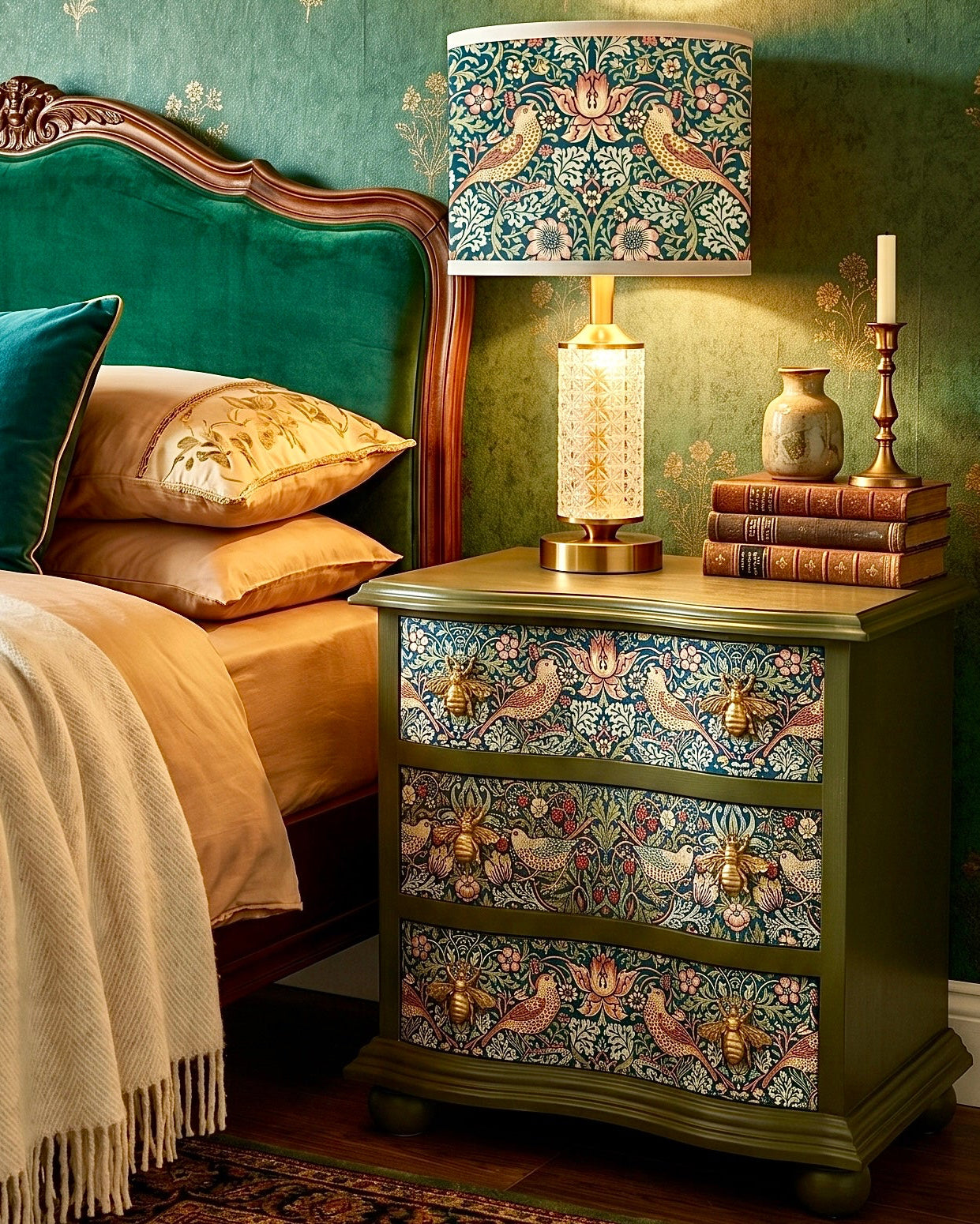 The Sanderé Vivienne Nightstand | Hand-Finished Three-Drawer Bedside Table