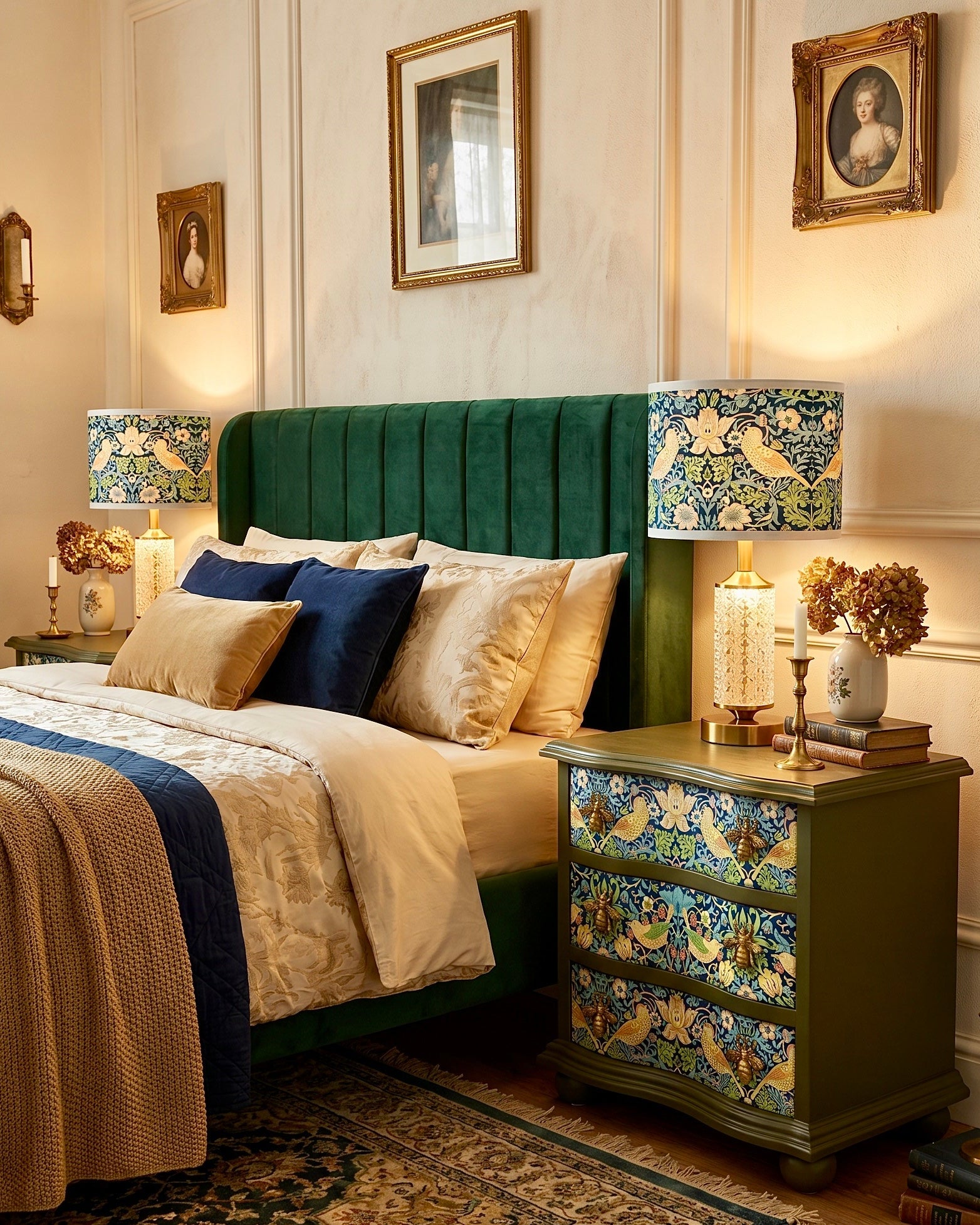 The Sanderé Aviary Nightstand | Hand-Finished Three-Drawer Bedside Table
