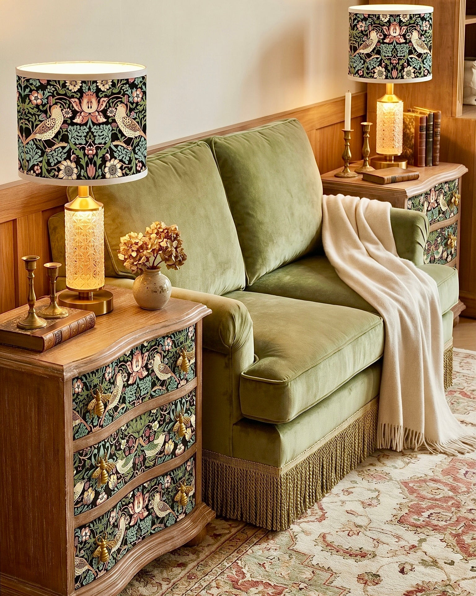 The Sanderé Gardenlark Nightstand | Hand-Finished Three-Drawer Bedside Table