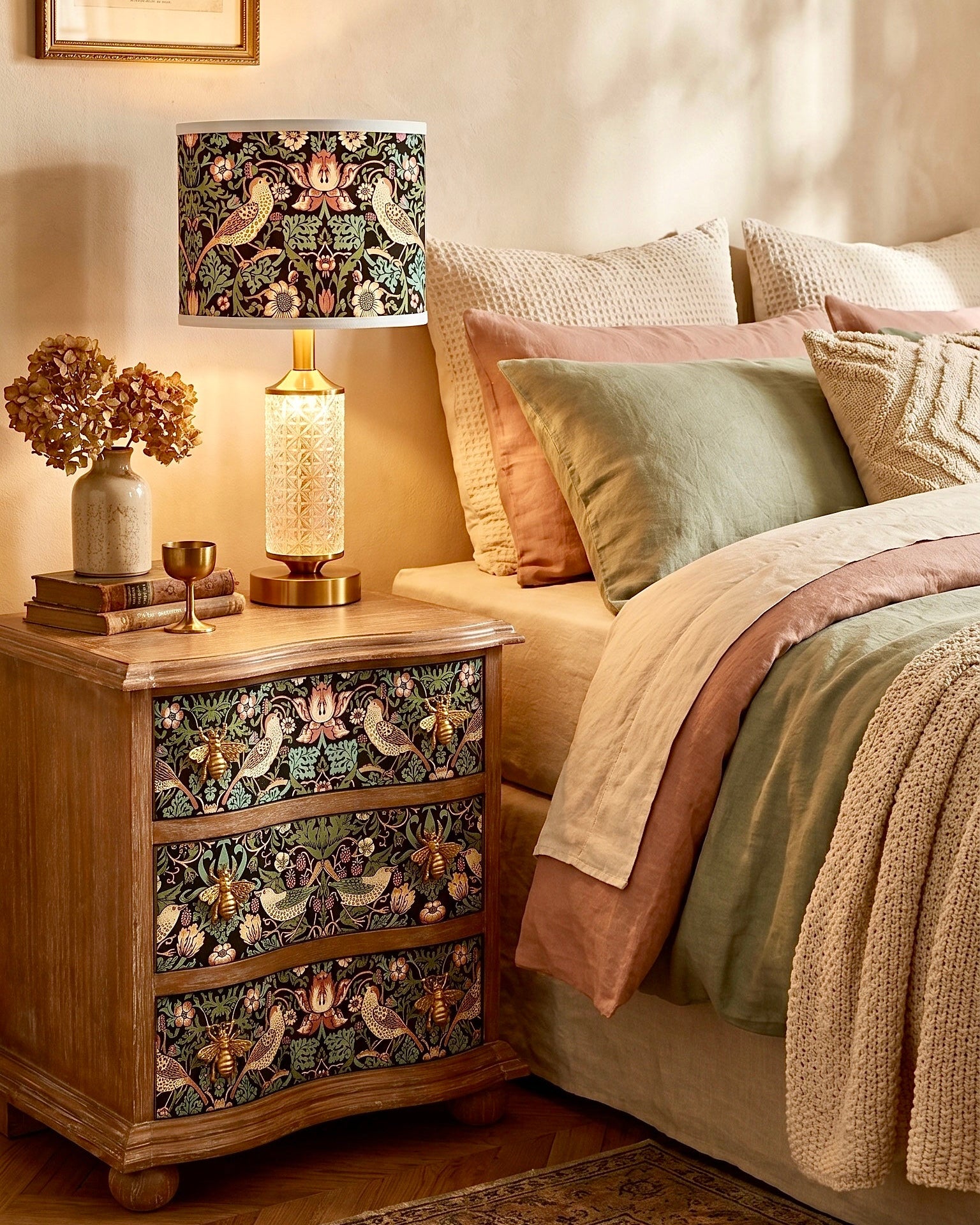 The Sanderé Gardenlark Nightstand | Hand-Finished Three-Drawer Bedside Table