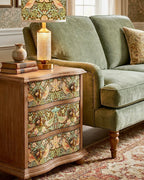 The Sanderé Botanical Bird Nightstand | Hand-Finished Three-Drawer Bedside Table