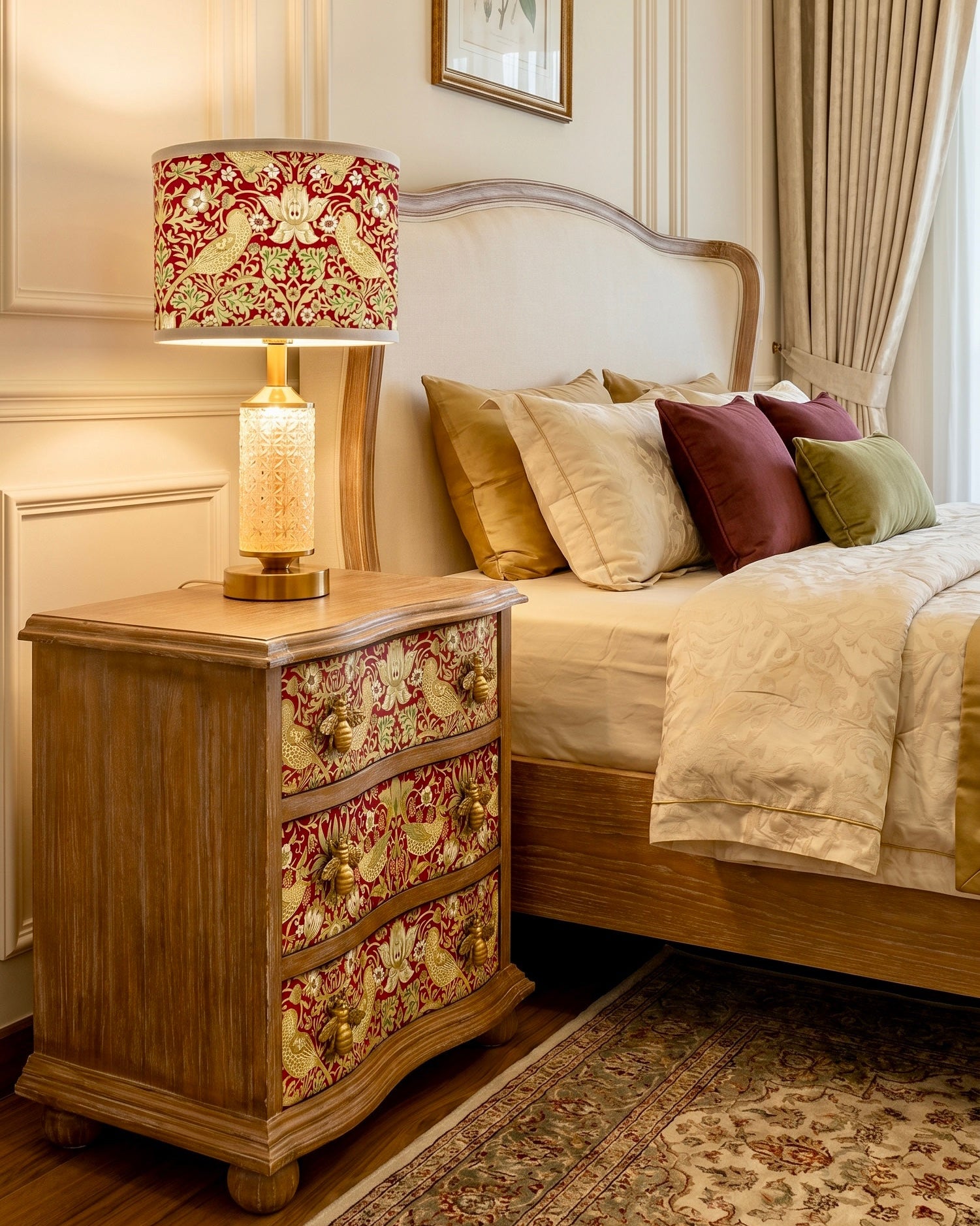 The Sanderé Valmont Nightstand | Hand-Finished Three-Drawer Bedside Table