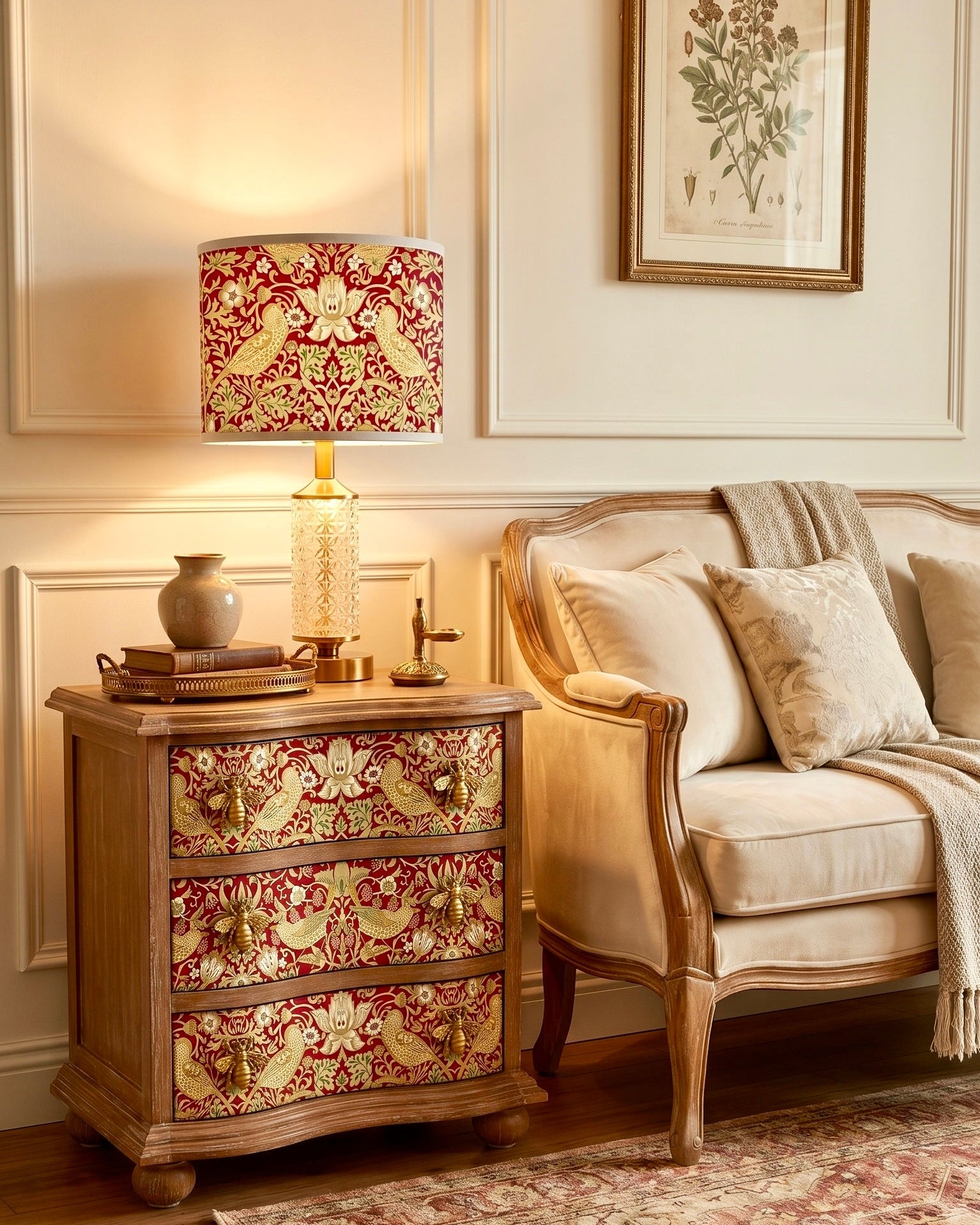 The Sanderé Valmont Nightstand | Hand-Finished Three-Drawer Bedside Table