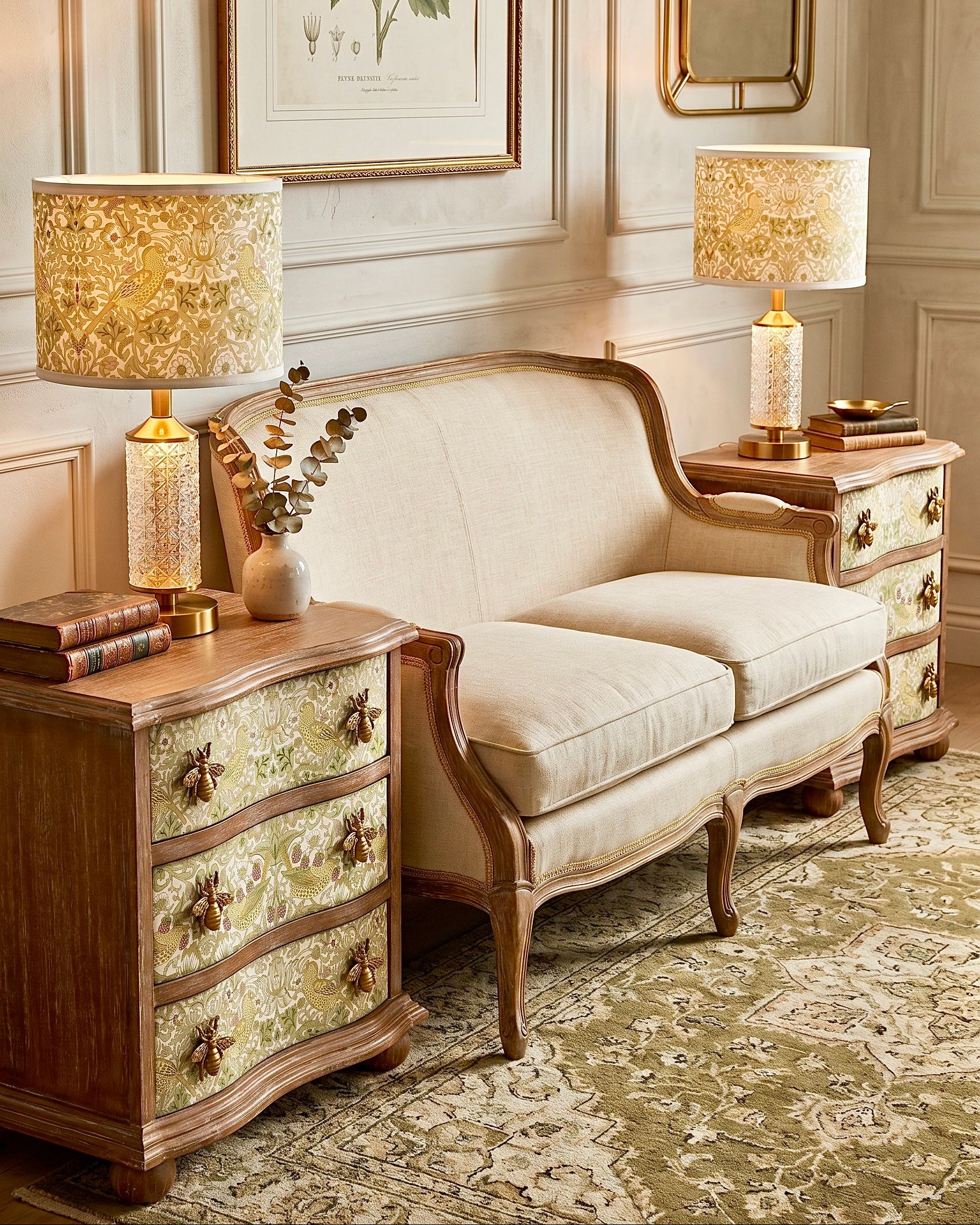 The Sanderé Fleurwing Nightstand | Hand-Finished Three-Drawer Bedside Table