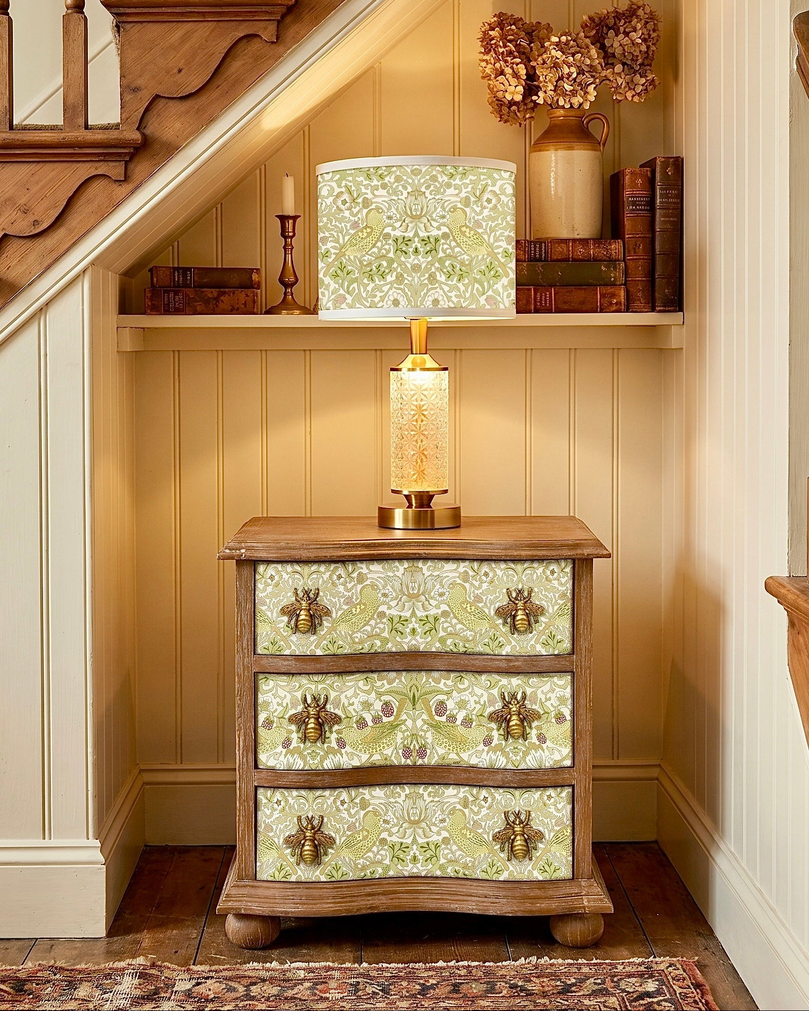 The Sanderé Fleurwing Nightstand | Hand-Finished Three-Drawer Bedside Table
