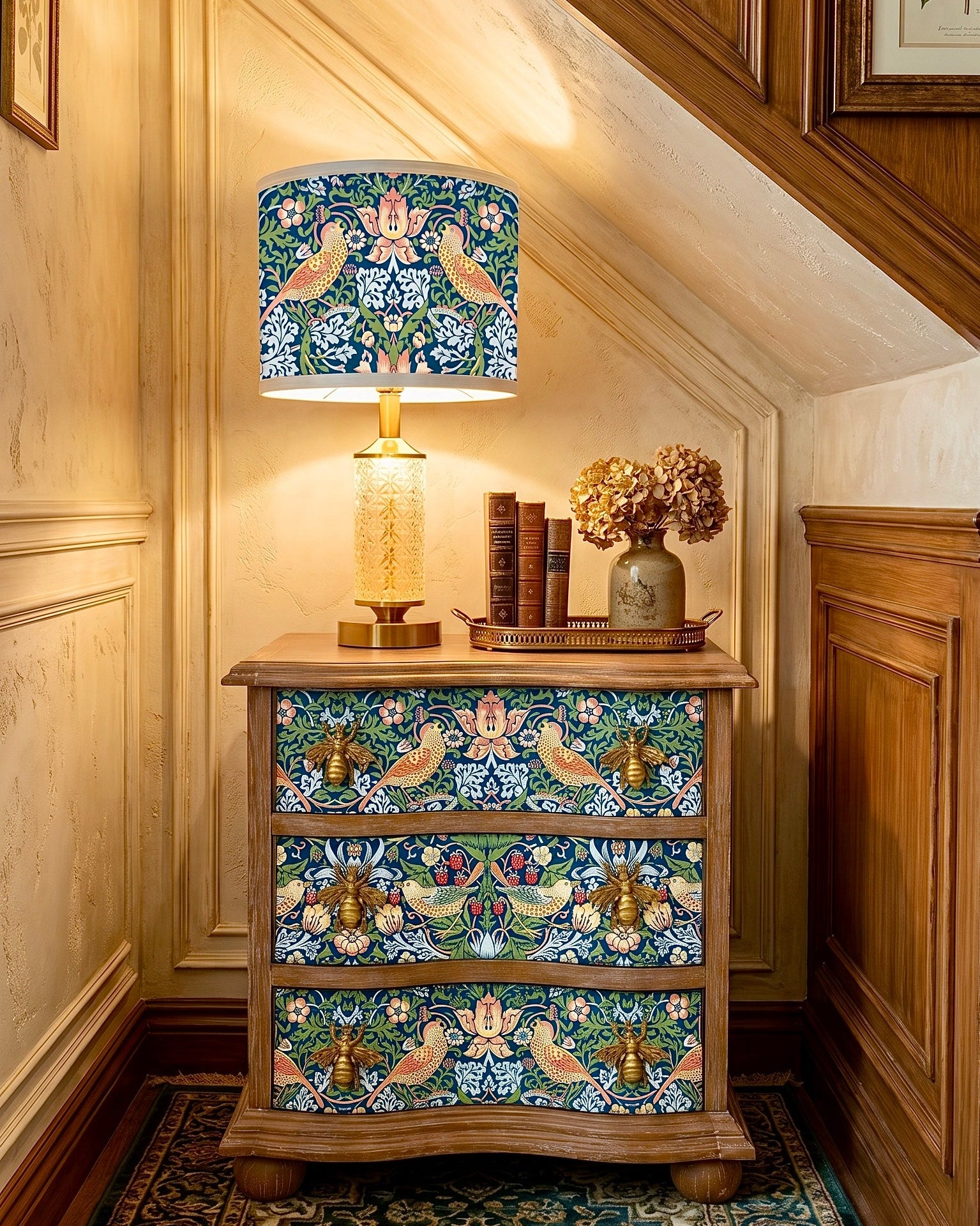 The Sanderé Wrenwood Nightstand | Hand-Finished Three-Drawer Bedside Table