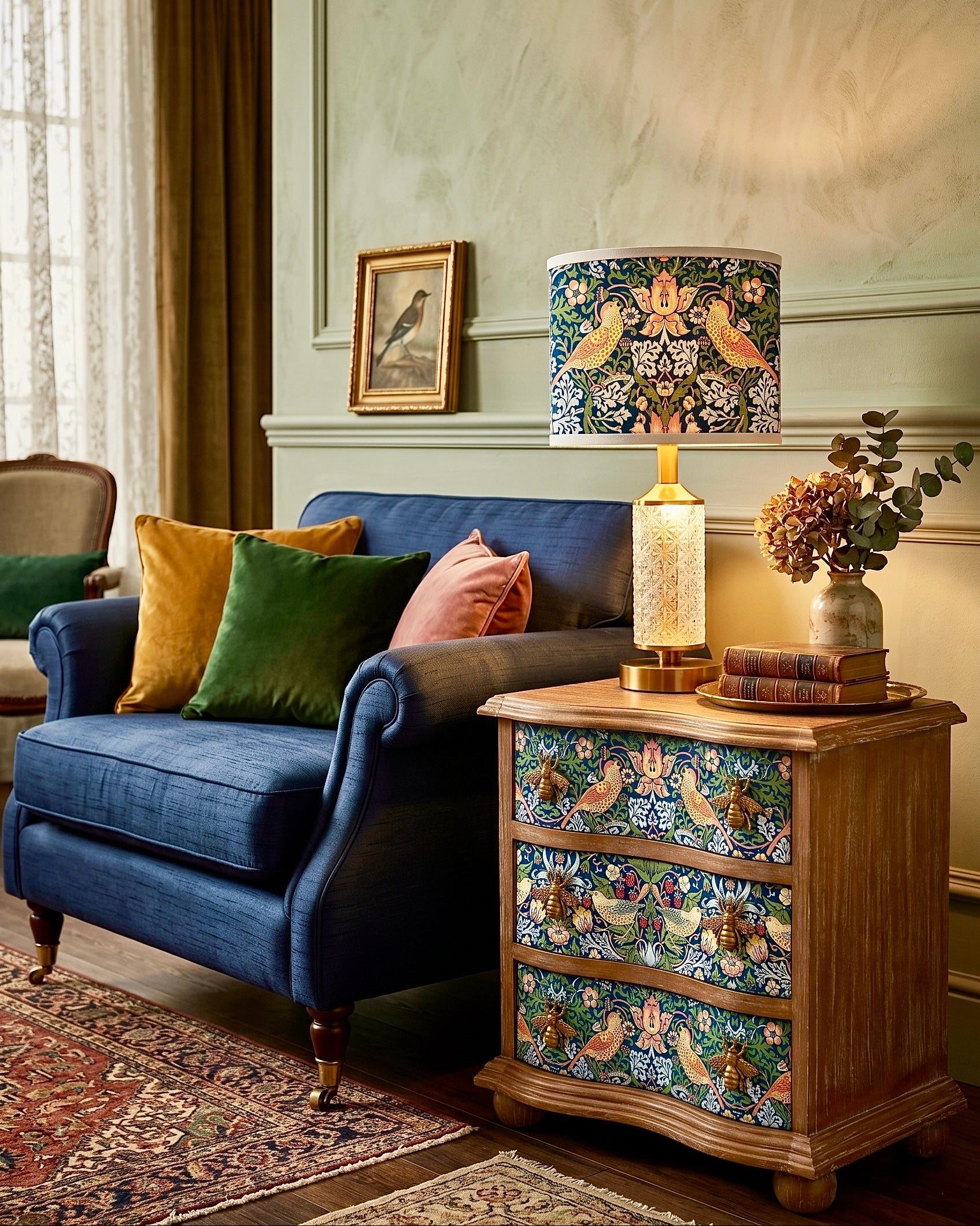 The Sanderé Wrenwood Nightstand | Hand-Finished Three-Drawer Bedside Table