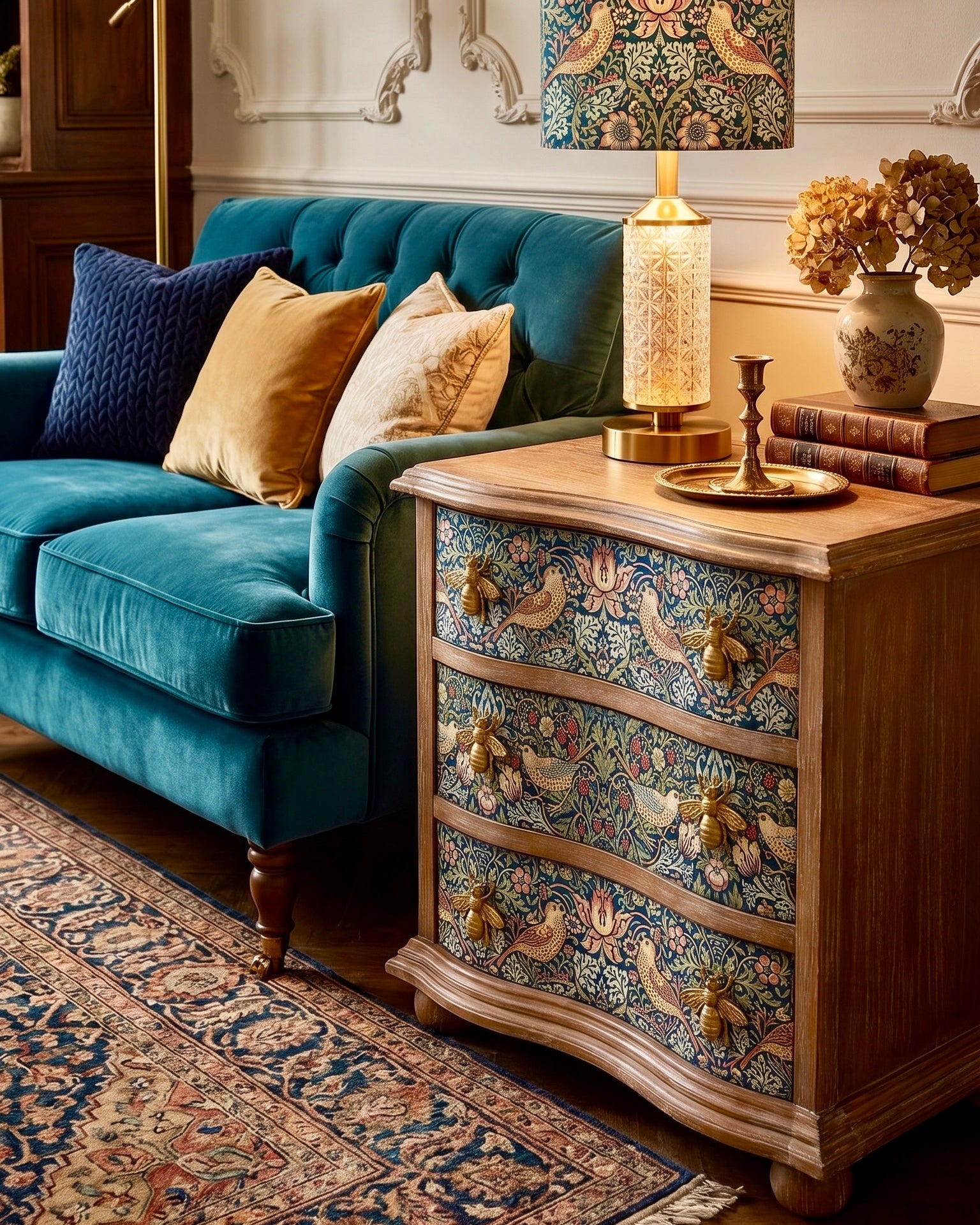 The Sanderé Vivienne Nightstand | Hand-Finished Three-Drawer Bedside Table