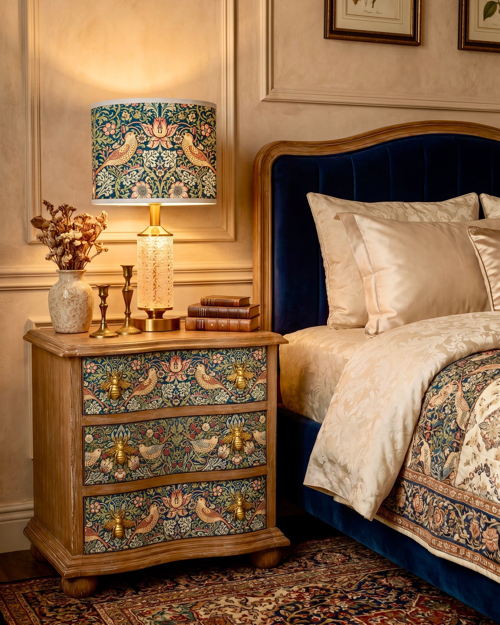 The Sanderé Vivienne Nightstand | Hand-Finished Three-Drawer Bedside Table