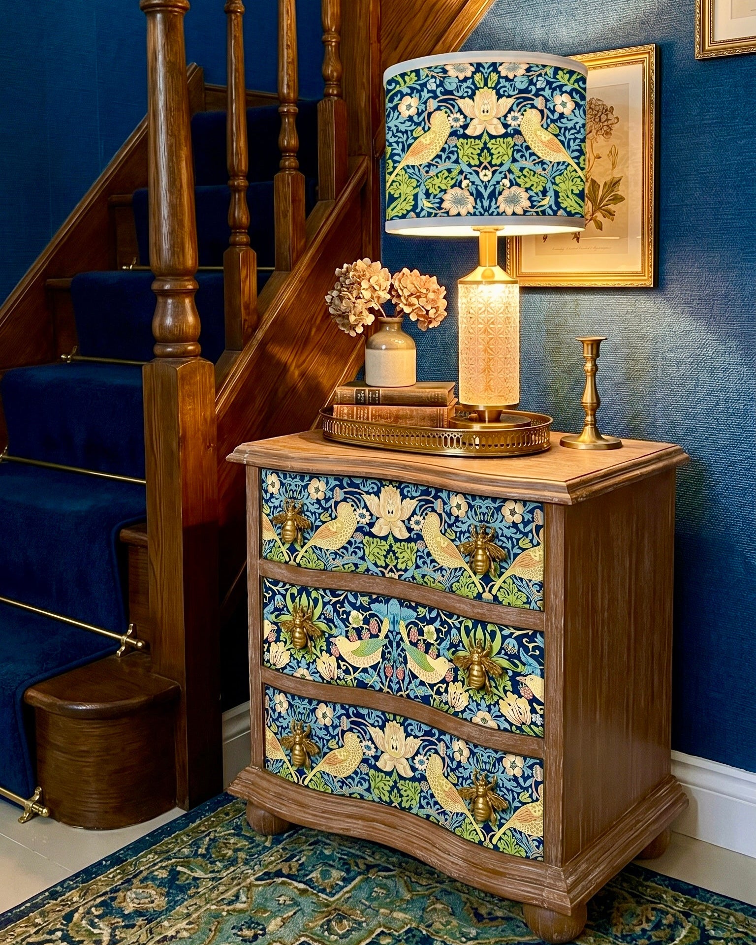 The Sanderé Aviary Nightstand | Hand-Finished Three-Drawer Bedside Table