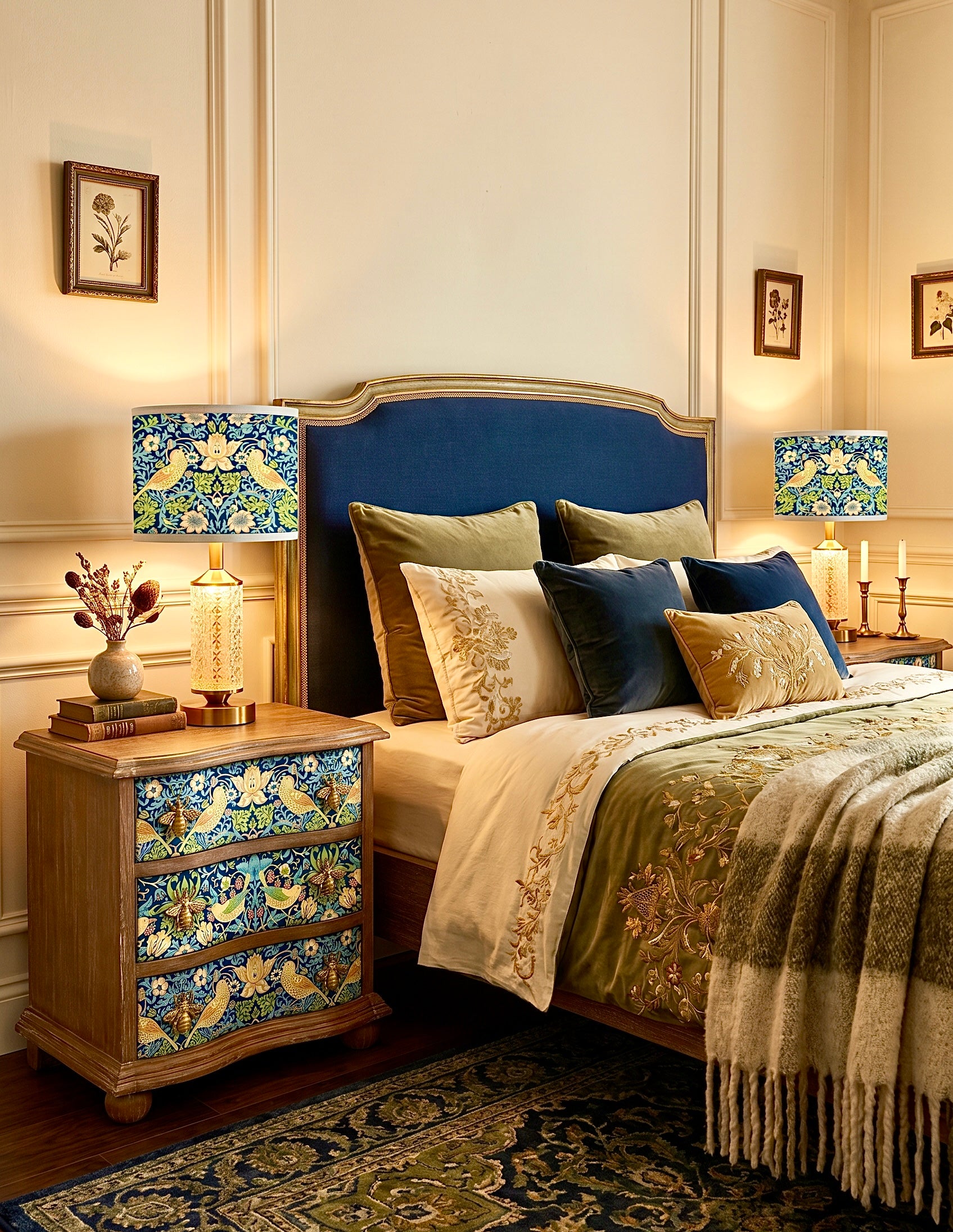 The Sanderé Aviary Nightstand | Hand-Finished Three-Drawer Bedside Table
