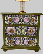 The Sanderé Violet Garden Nightstand | Hand-Finished Three-Drawer Bedside Table